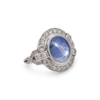 STAR SAPPHIRE AND DIAMOND RING