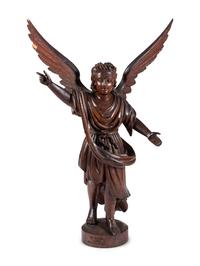 A Carved Walnut Figure of Angel Gabriel