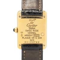 CARTIER, GOLD VERMEIL 'MUST DE CARTIER TANK' WATCH, BOX & PAPERS