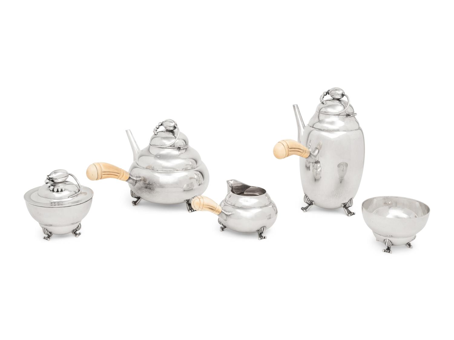 A Mexican Silver Five-Piece Tea and Coffee Service