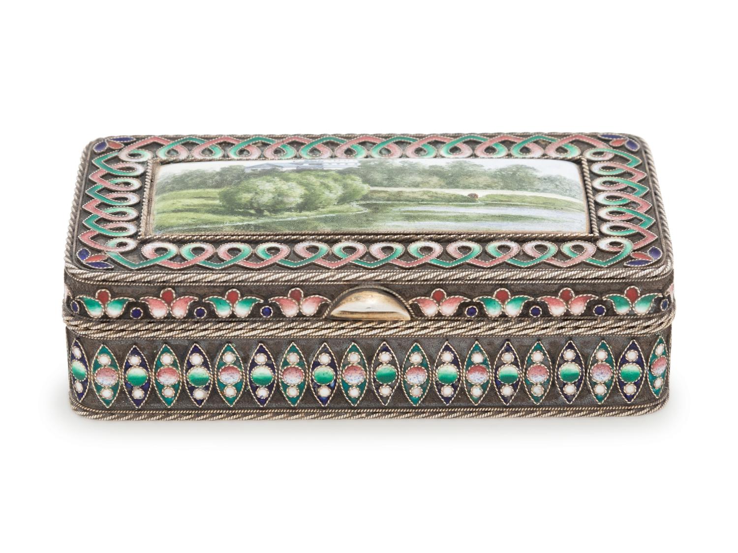 A Russian Silver and Enameled Snuff Box