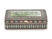 A Russian Silver and Enameled Snuff Box
