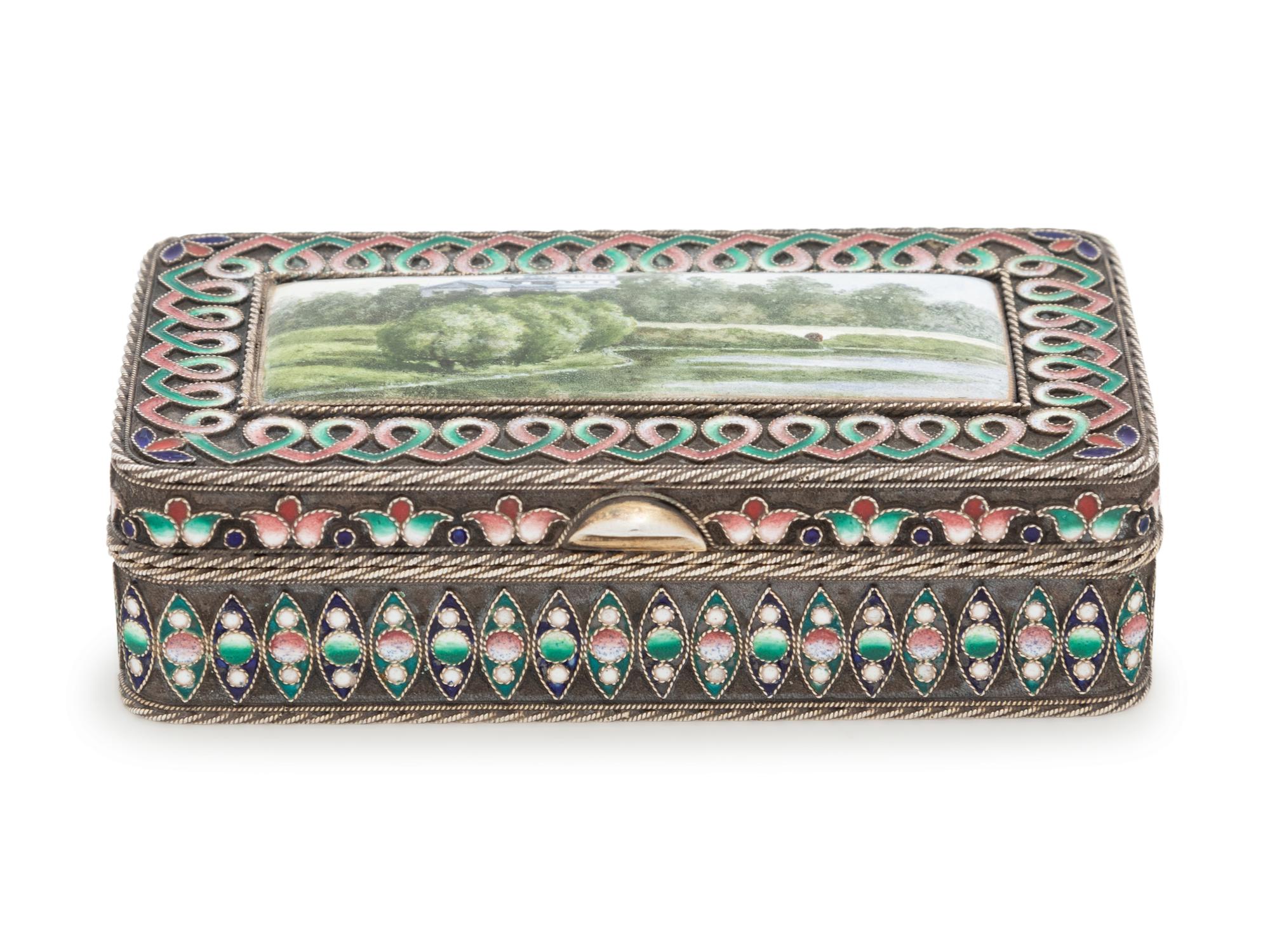 A Russian Silver and Enameled Snuff Box