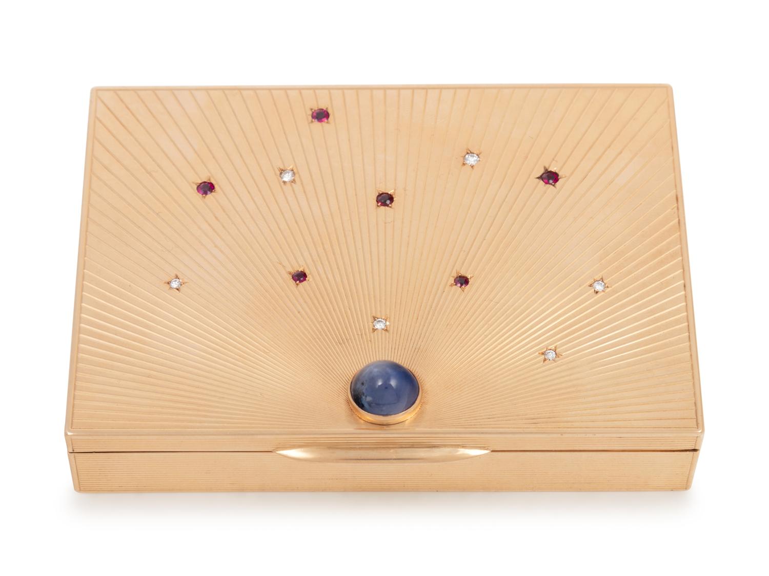 A Tiffany & Co. Gold, Diamond and Ruby Mounted Cigarette Case