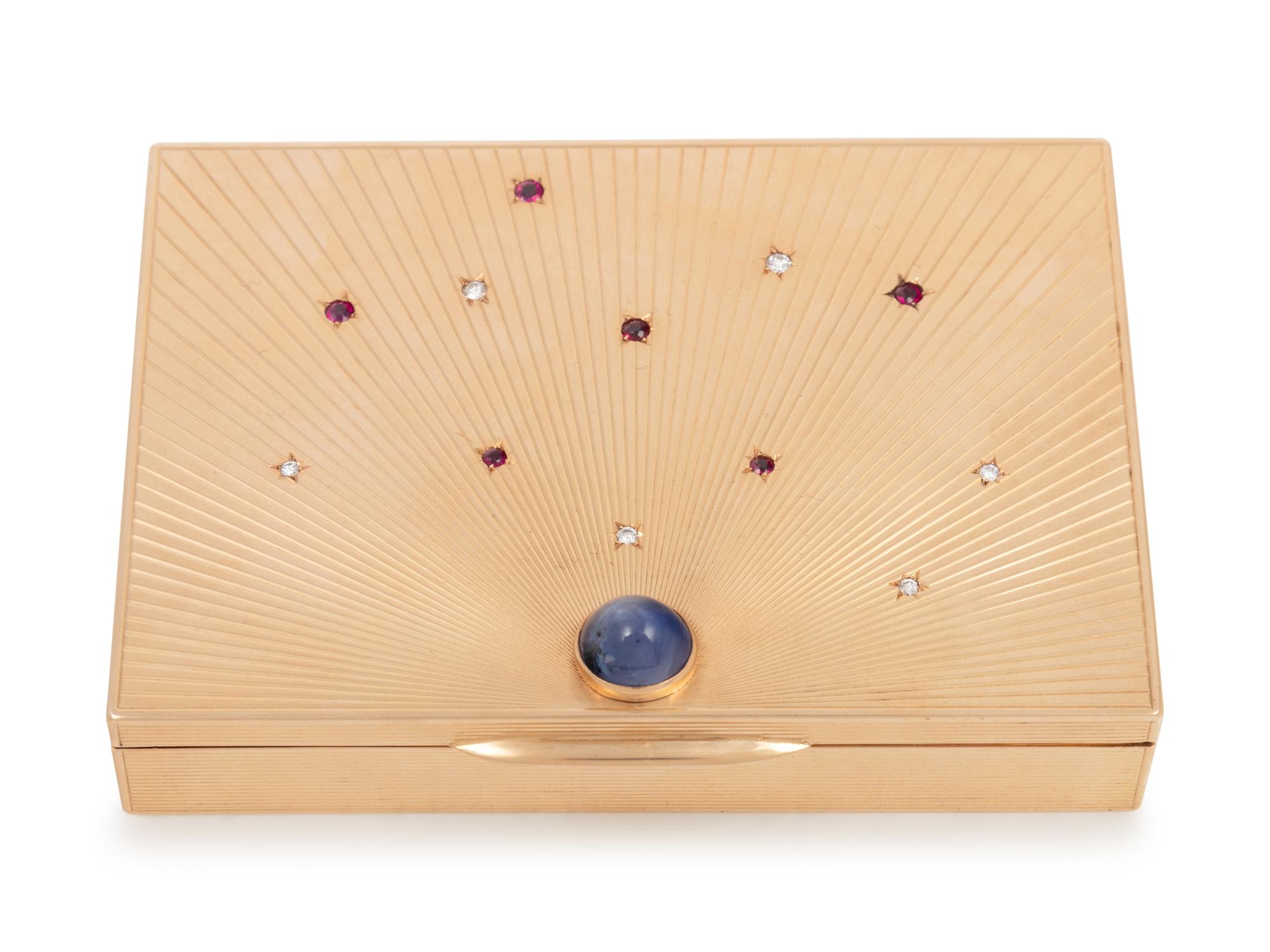 A Tiffany & Co. Gold, Diamond and Ruby Mounted Cigarette Case