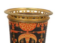 A Pair of French Egyptian Rivival Gilt Bronze Mounted Porcelain Cache Pots