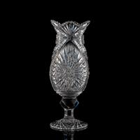 A Brilliant-Period Cut Glass Pedestal Vase with a Lapidary-Cut Knob