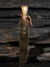 14K Gold and Carved Coral Corn Maiden Pendant