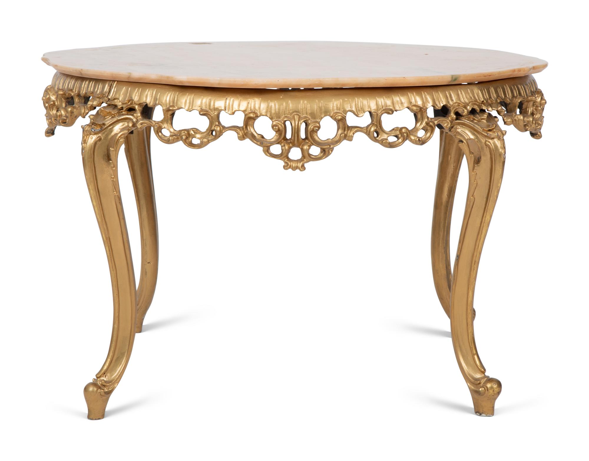A Louis XV Style Marble Top Gilt Metal Low Table — 20TH CENTURY