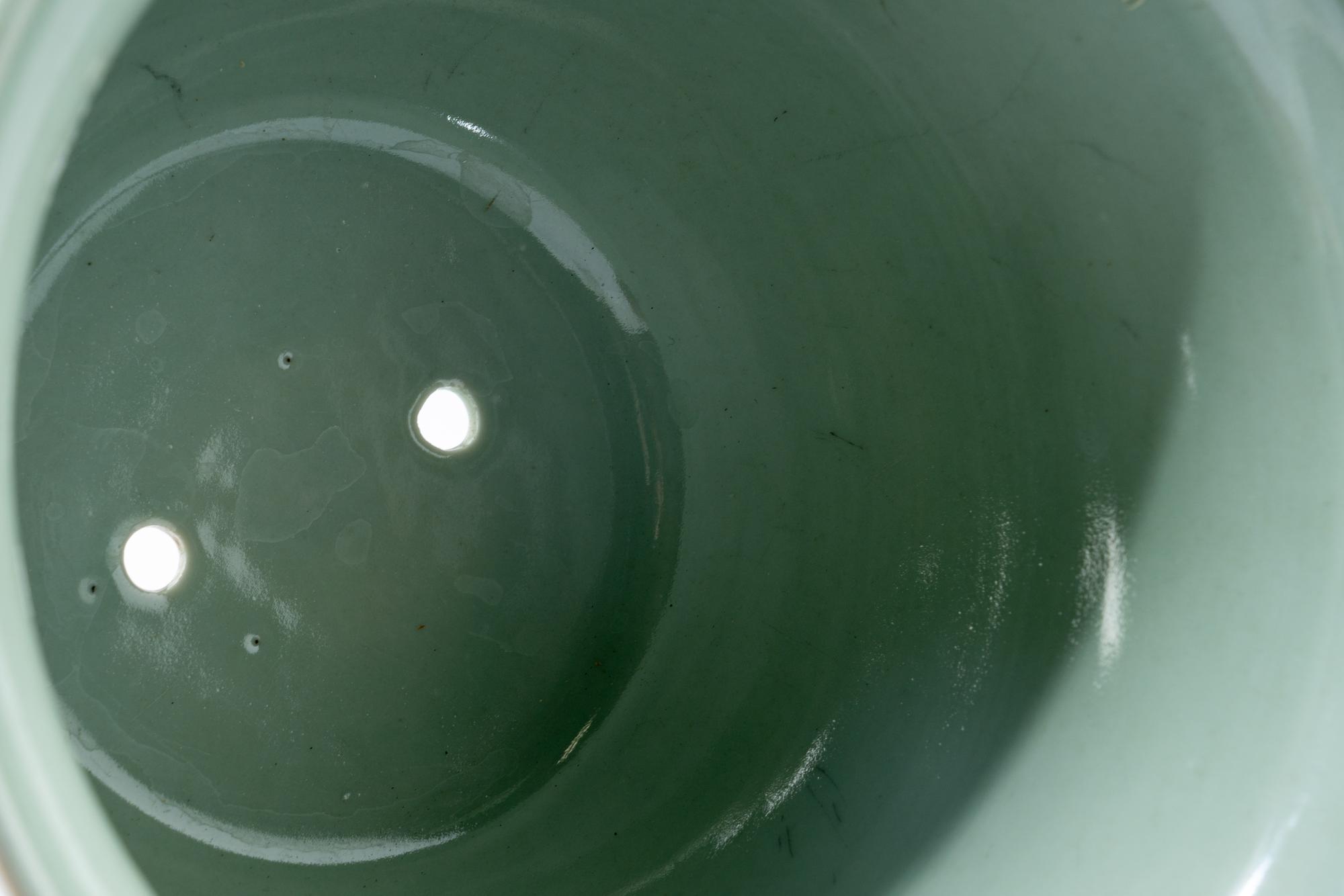 A Chinese Celadon Ground Underglaze Blue Cachepot