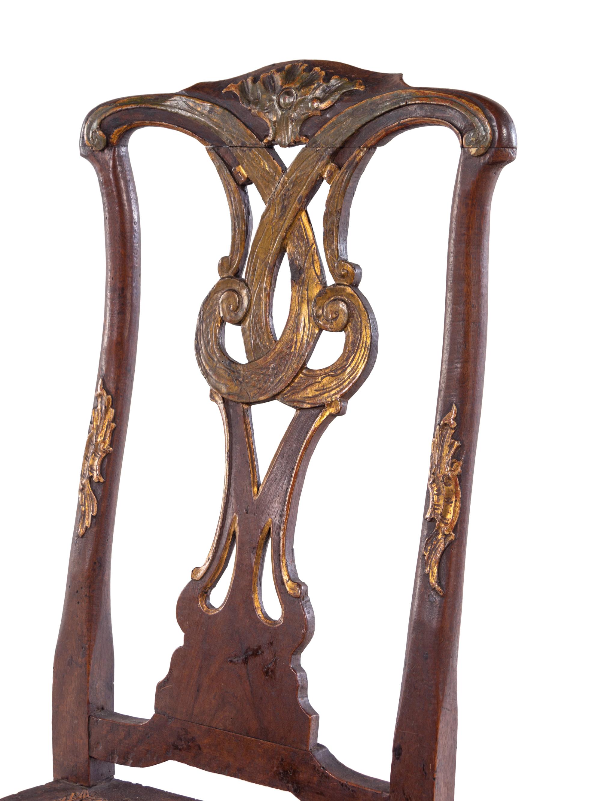 An Italian Painted and Parcel Gilt Side Chair