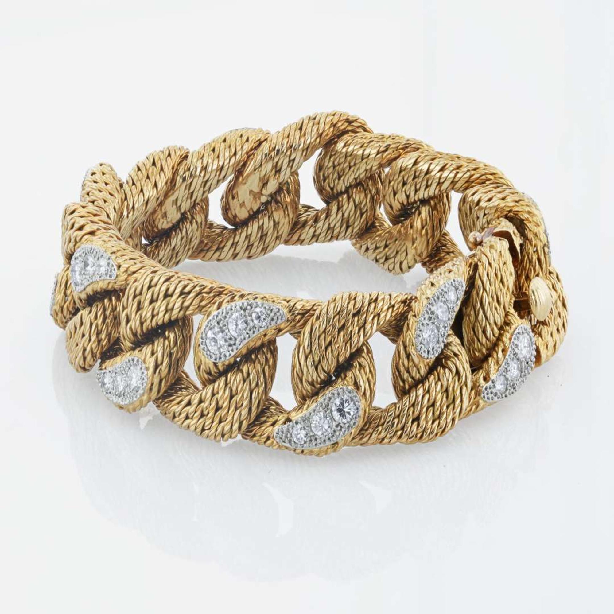 An 18K yellow gold and diamond curb link bracelet, Tiffany & Co. George L'Enfant, Paris
