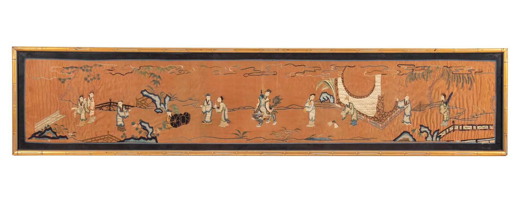 Two Chinese Export Framed Silk Panels
