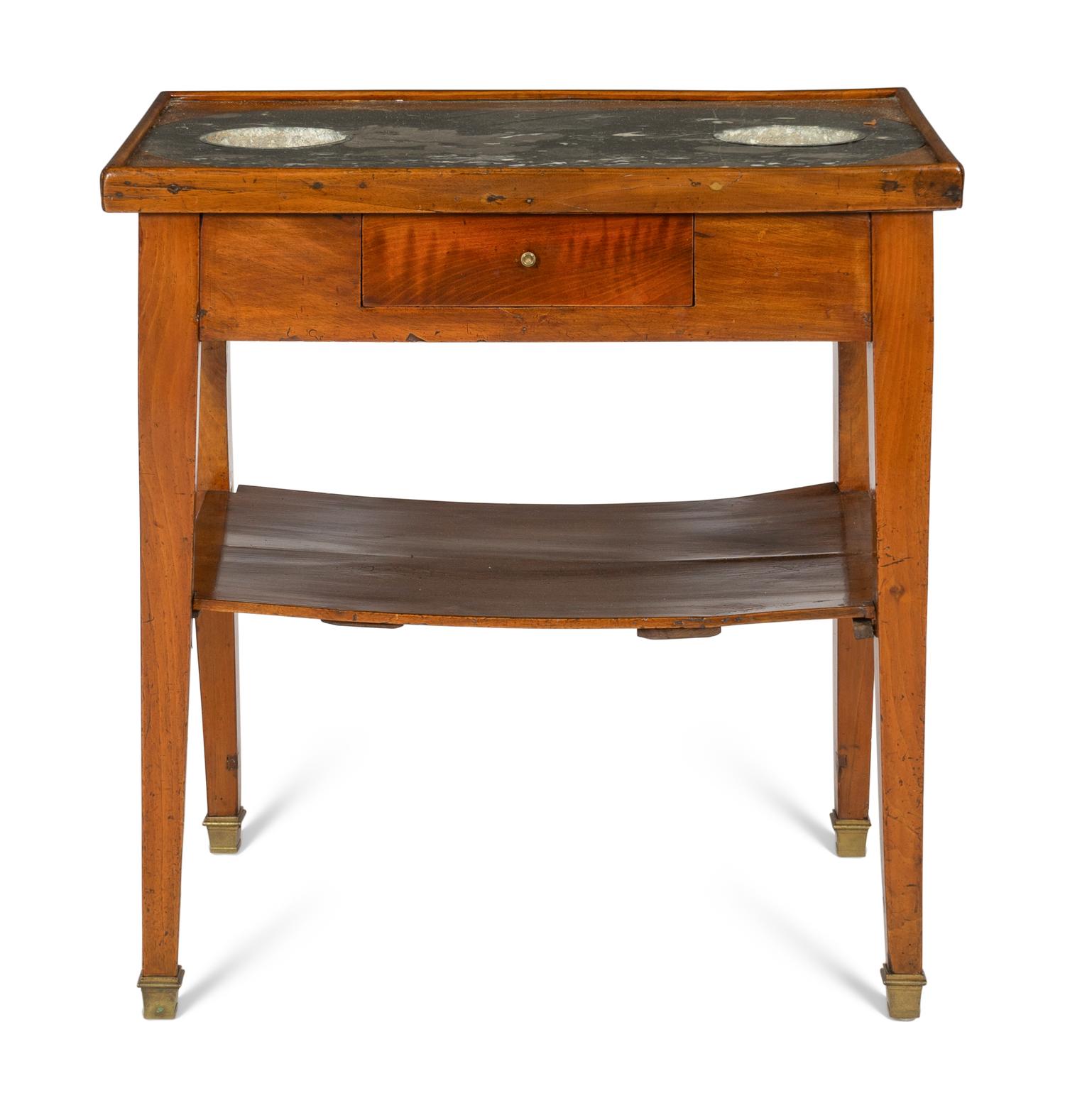A French Mahogany, Fruitwood and Marble Rafraîchissoir