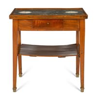 A French Mahogany, Fruitwood and Marble Rafraîchissoir