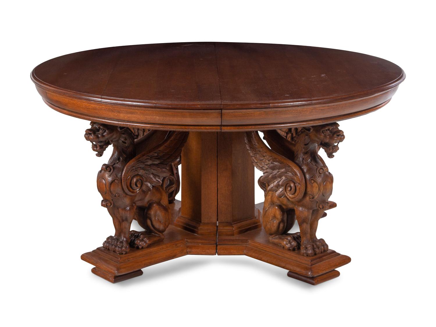 A German Carved Oak Dining Table