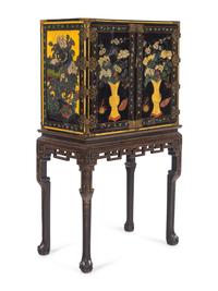 A Chinese Export Lacquer Collector's Cabinet on Stand