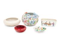 Five Chinese Porcelain Scholar's Objects