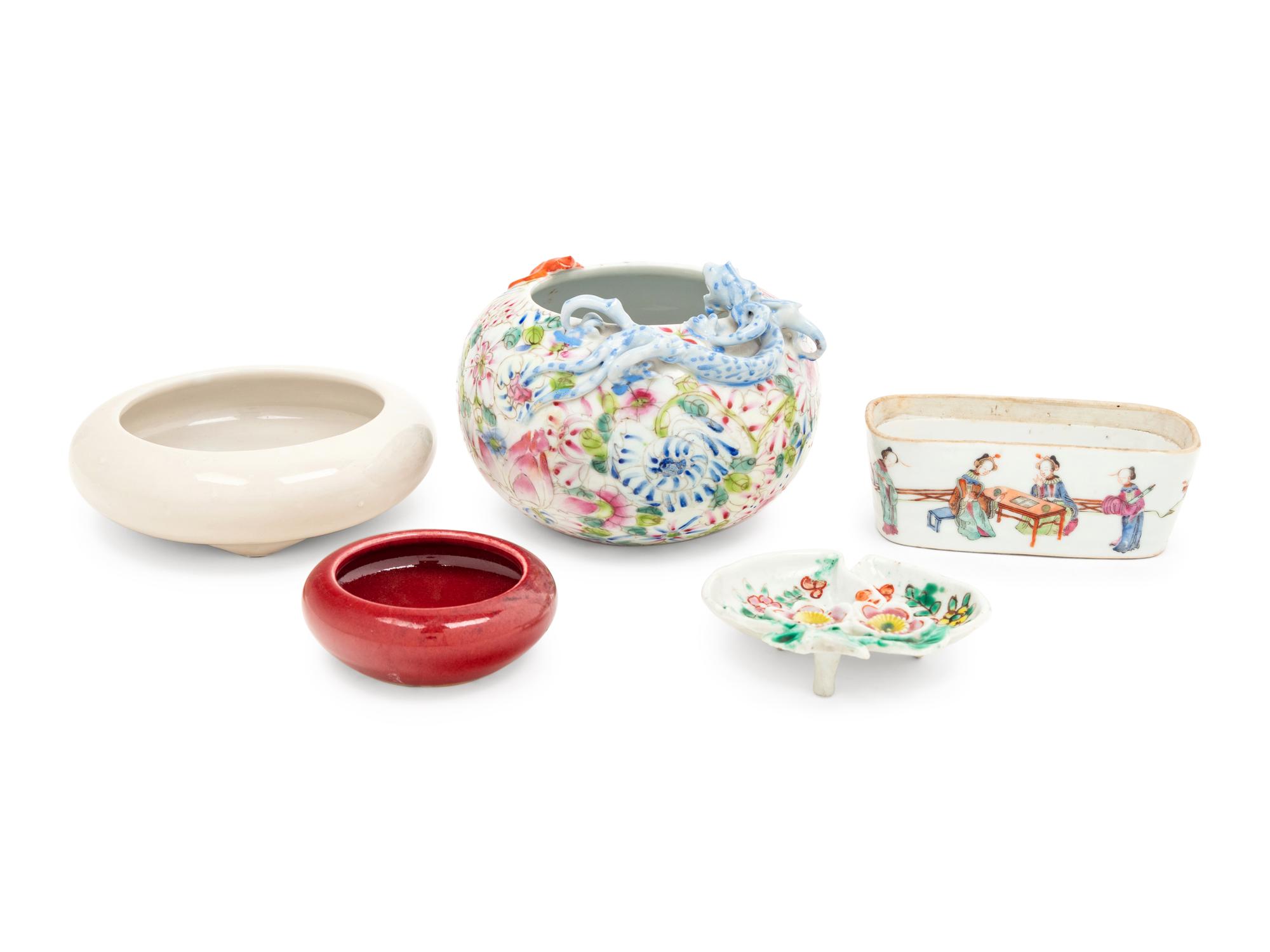 Five Chinese Porcelain Scholar's Objects
