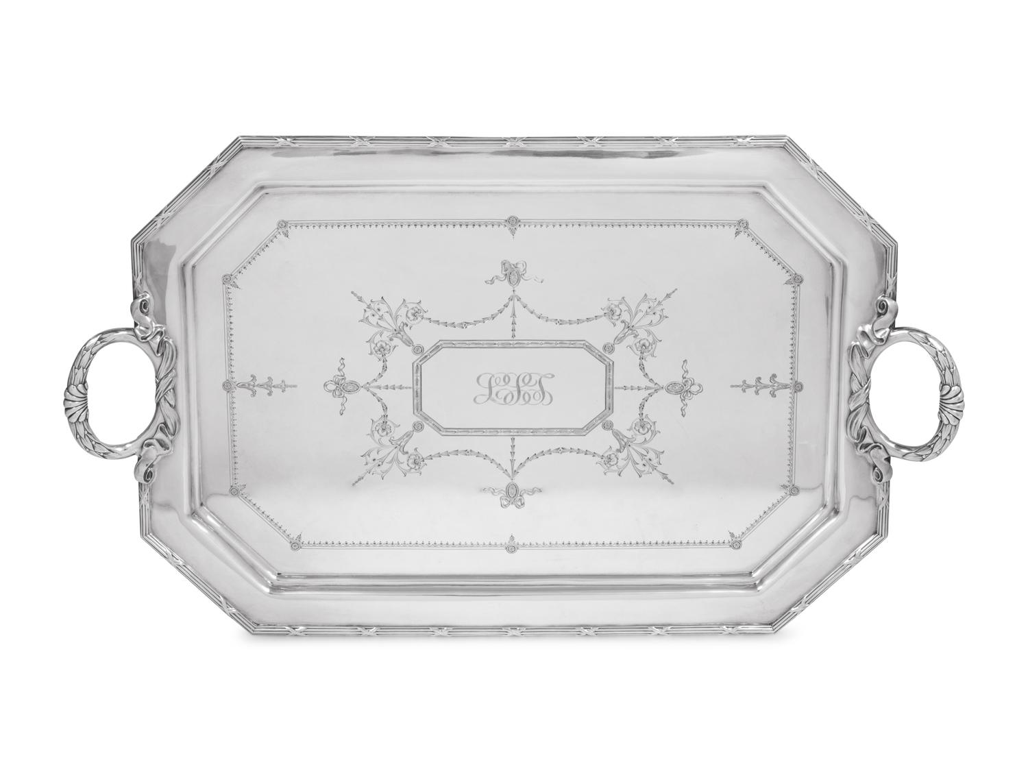 An English Silver-Plate Tray Retailed by Spaulding & Co.