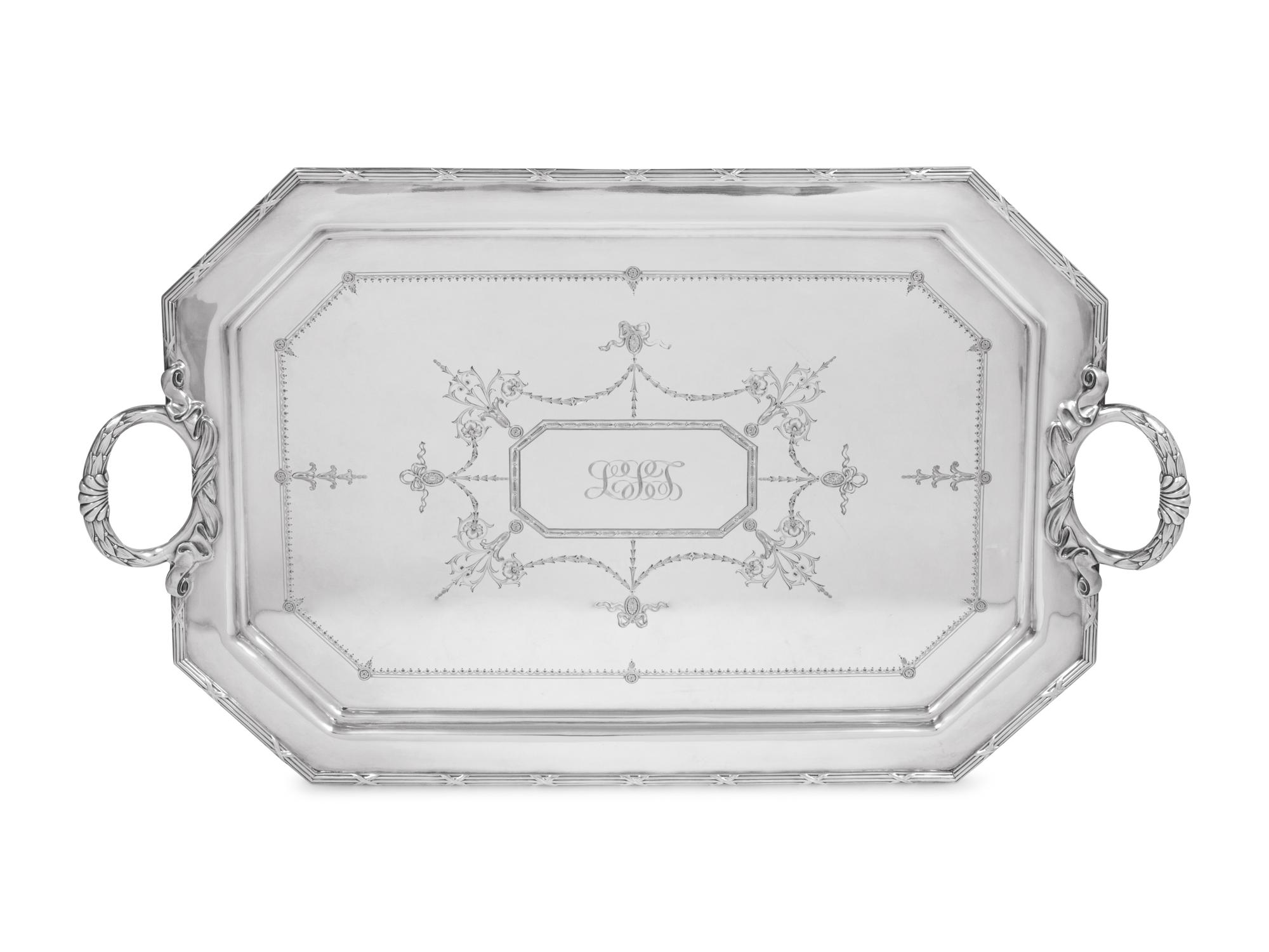 An English Silver-Plate Tray Retailed by Spaulding & Co.