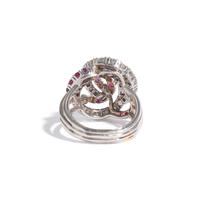 CARTIER, WHITE GOLD, DIAMOND AND RUBY RING