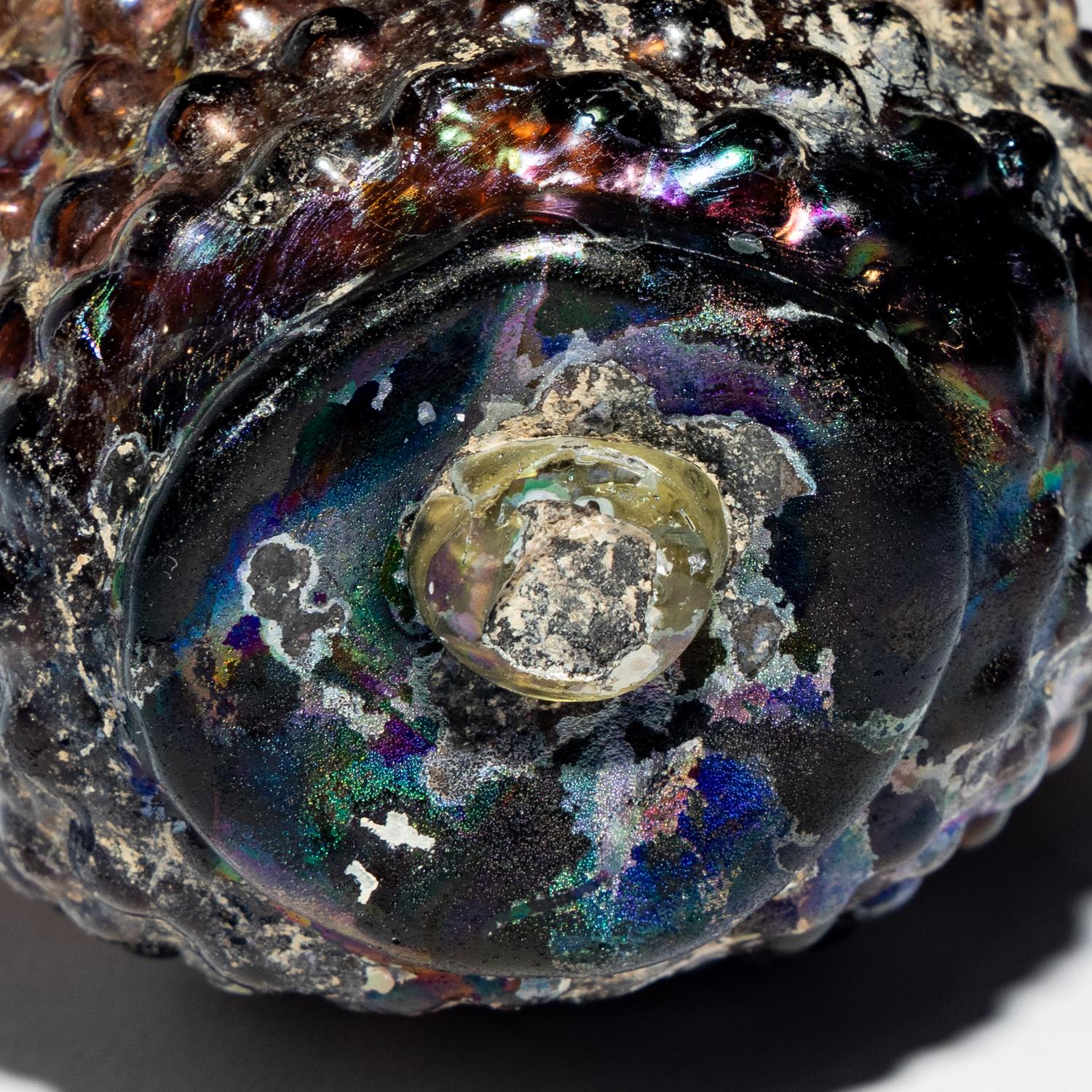 A Roman Aubergine Glass Grape Flask