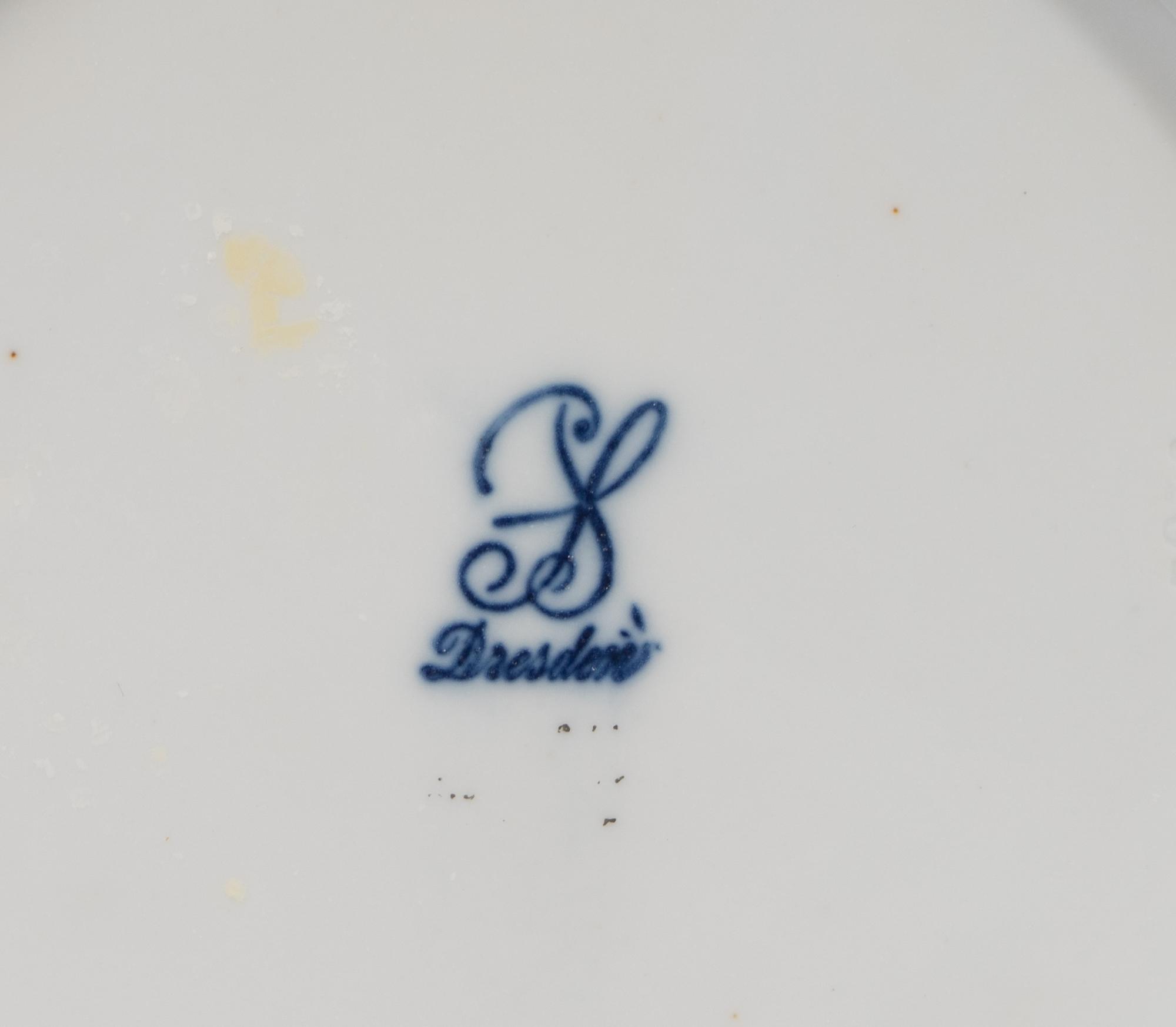 A Set of Twelve Dresden Hand-Painted Porcelain Plates