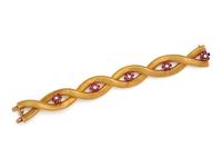 VINTAGE, YELLOW GOLD, DIAMOND AND RUBY BRACELET