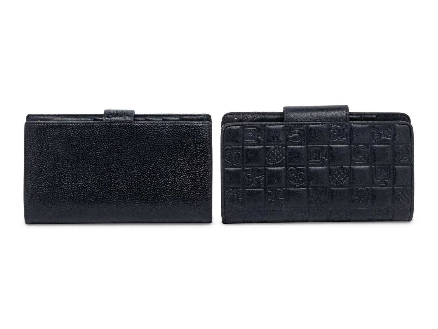 Chanel, Two Black Leather Wallets