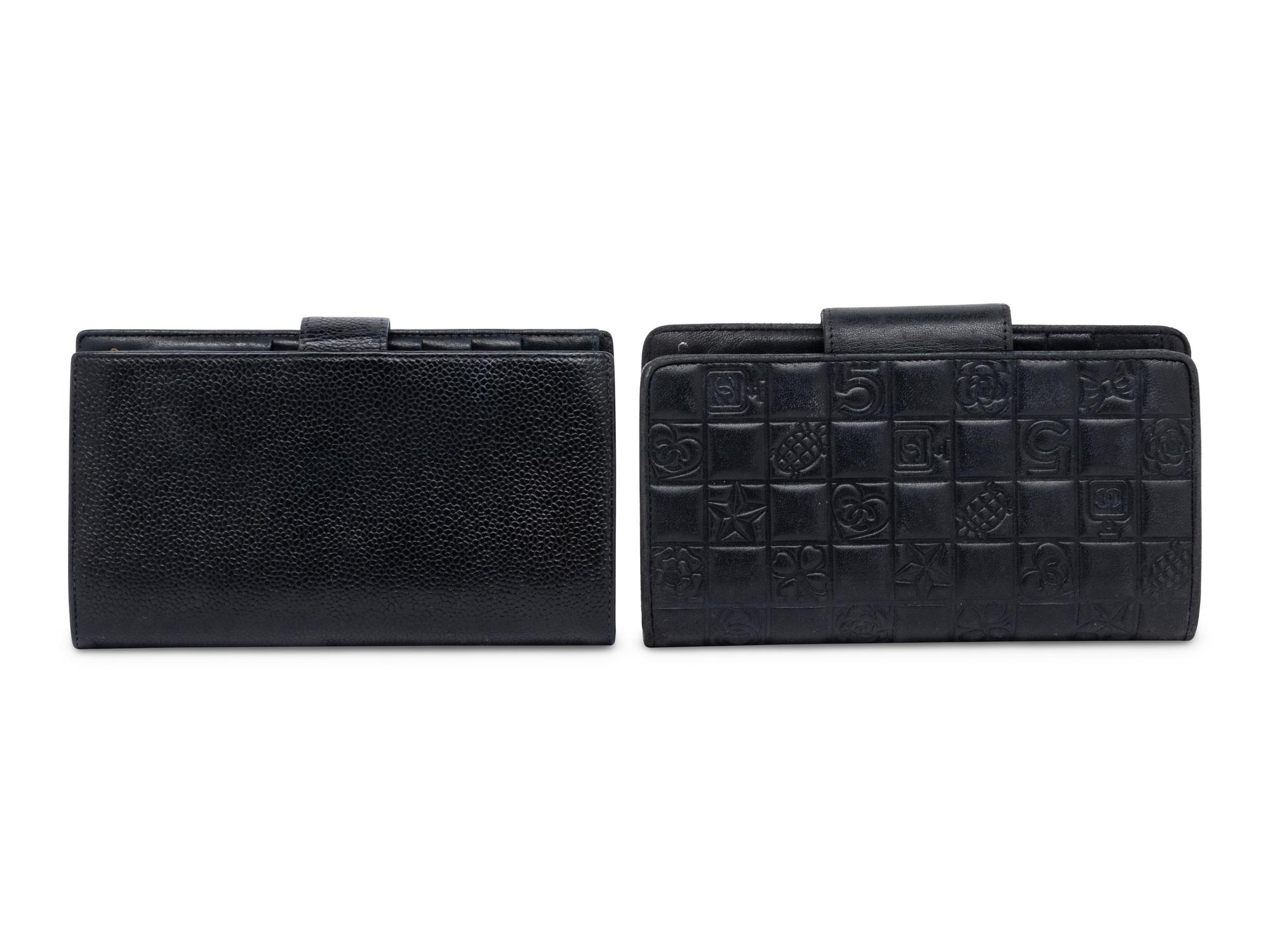 Chanel, Two Black Leather Wallets