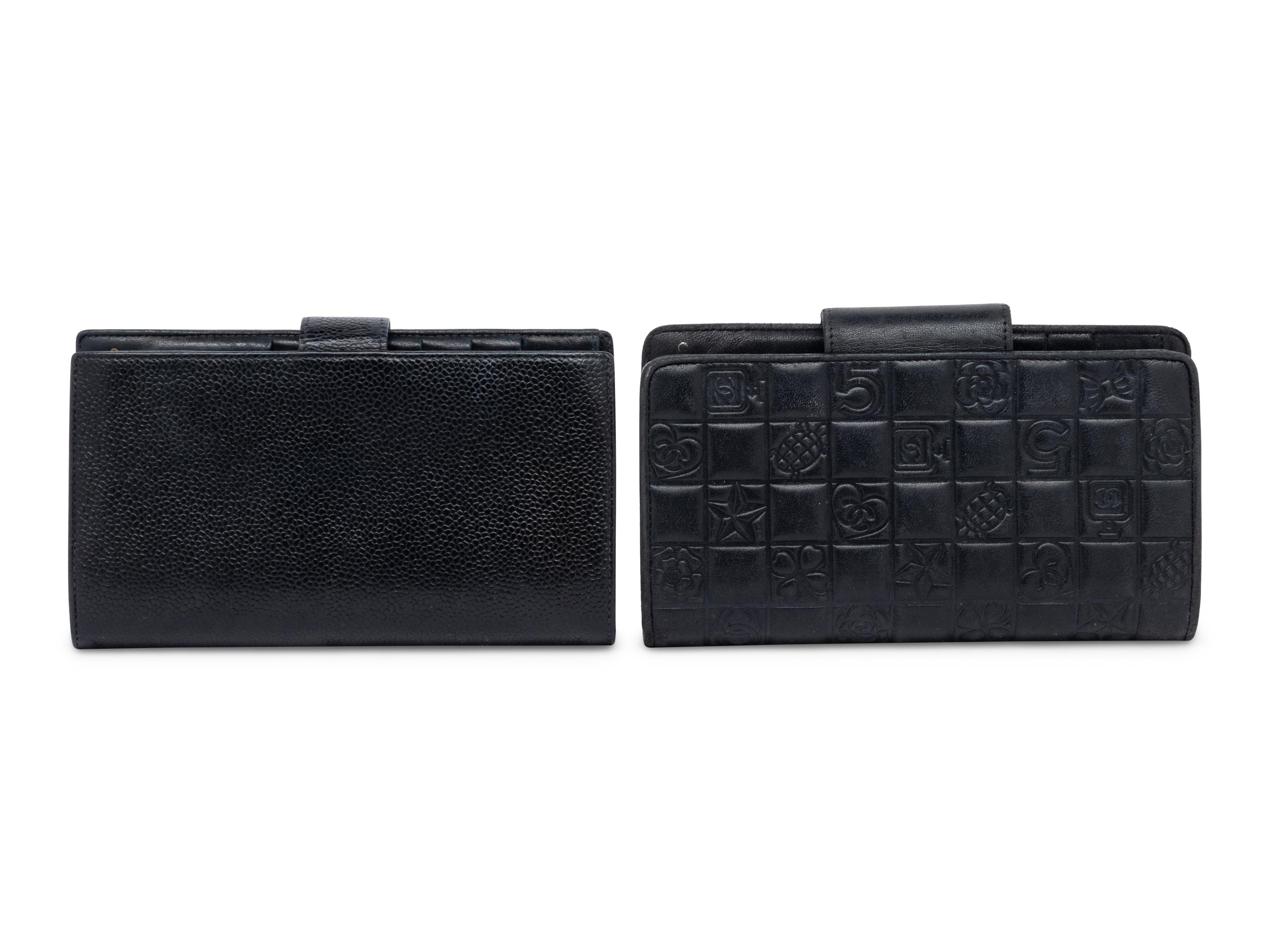 Chanel, Two Black Leather Wallets