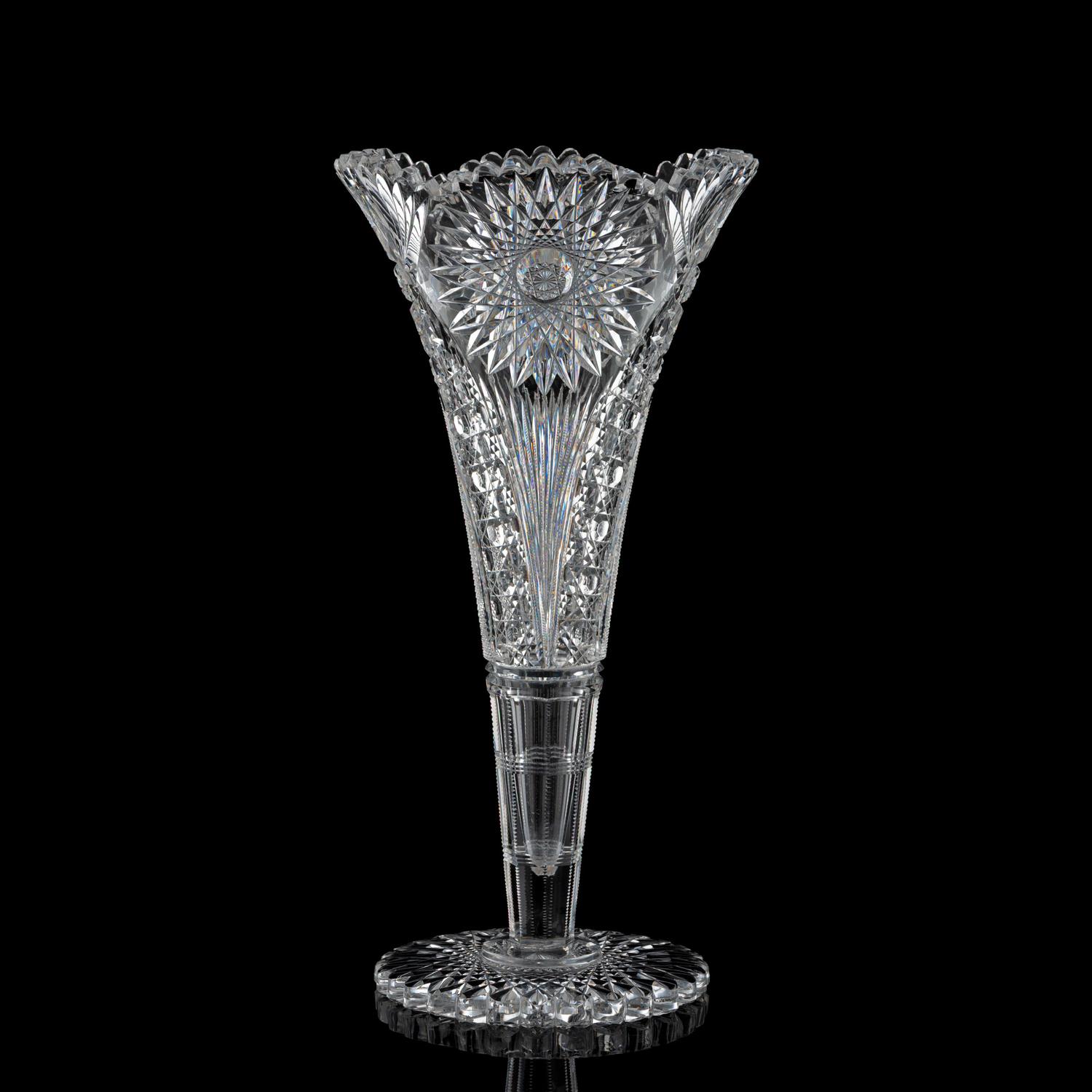 A Brilliant-Period Cut Glass Trumpet Vase, Possibly by Dorflinger or J. Hoare