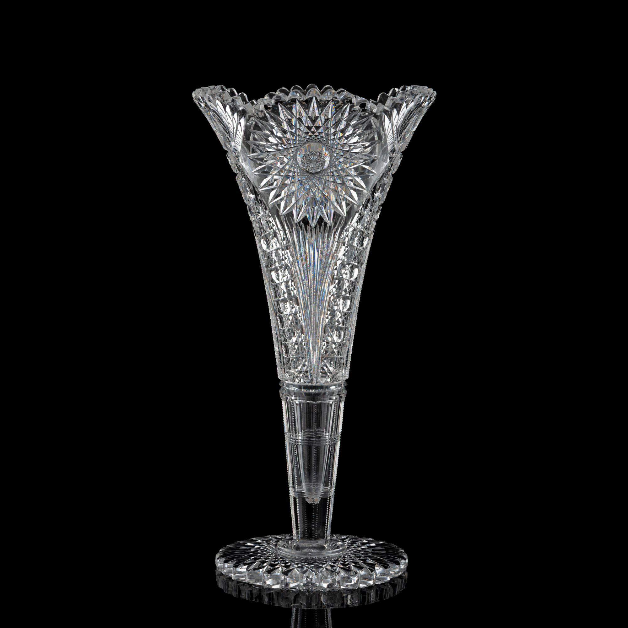 A Brilliant-Period Cut Glass Trumpet Vase, Possibly by Dorflinger or J. Hoare