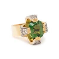 BIRKS, TOURMALINE AND DIAMOND RING
