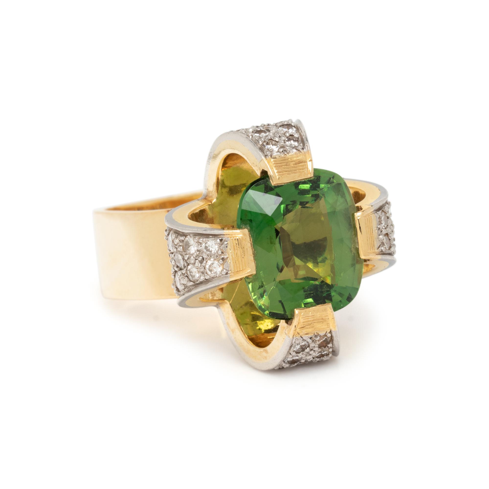BIRKS, TOURMALINE AND DIAMOND RING