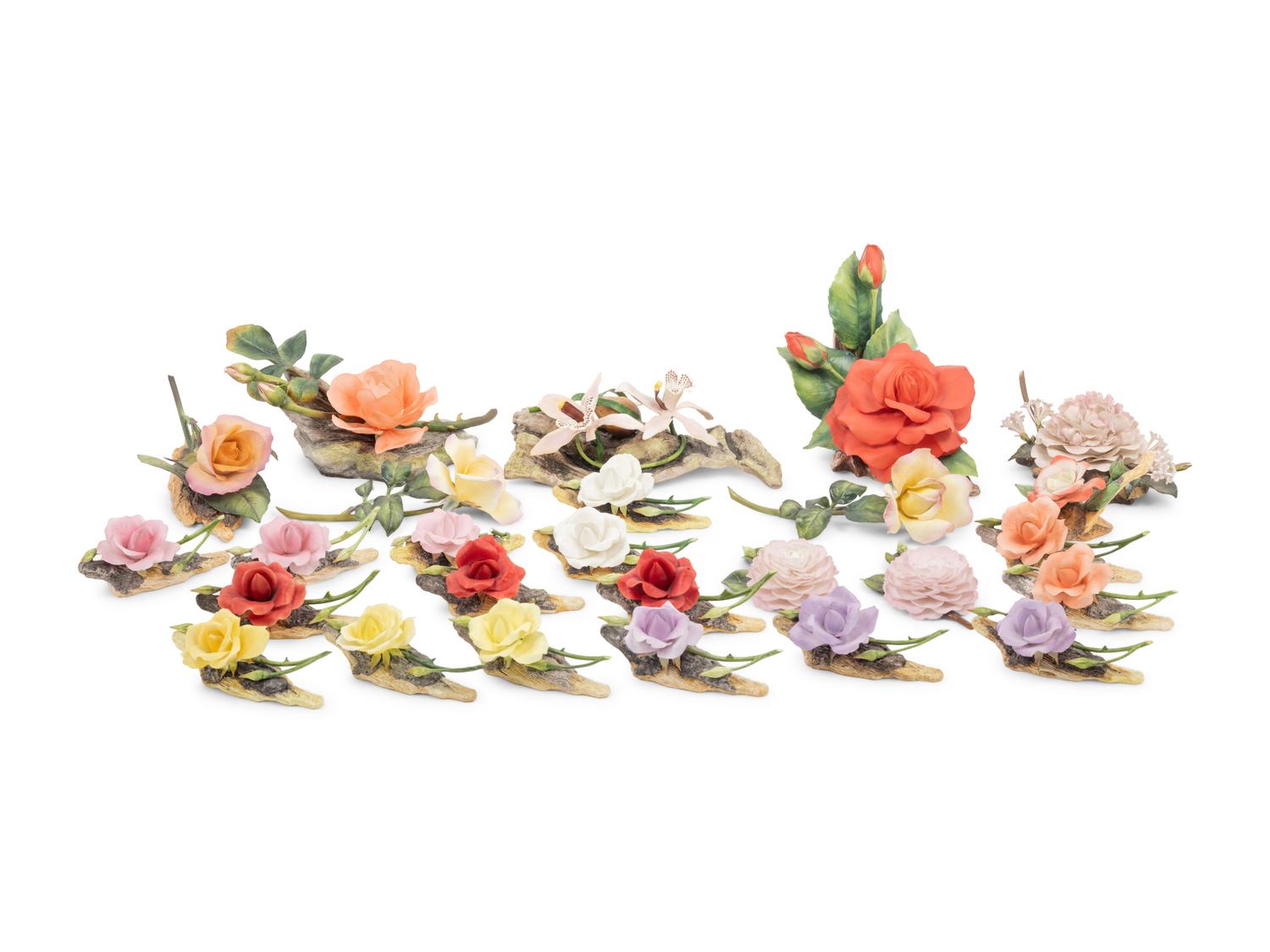 A Collection of Boehm and Royal Worcester Dorothy Doughty Porcelain Flowers