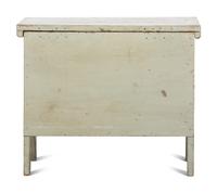 A Country Green-Gray Paint Decorated Pine Diminutive Blanket Chest