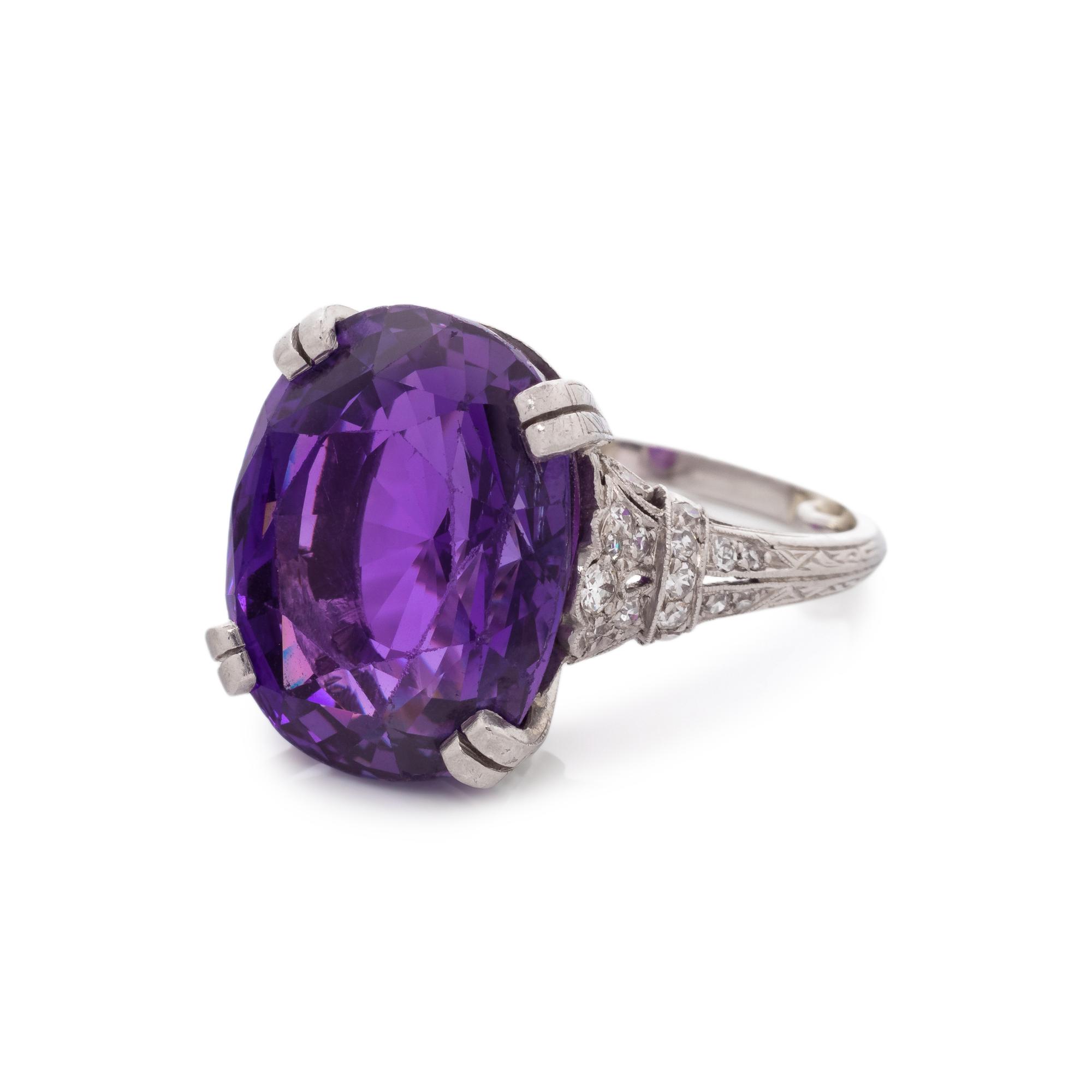 AN IMPORTANT ANTIQUE, COLOR-CHANGE SAPPHIRE AND DIAMOND RING, BY GILLOT