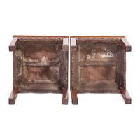 A Pair of Chinese Huanghuali Square Stools, Fangdeng, Qing Dynasty 清 黃花梨有束腰透雕拐子龙纹方凳一對