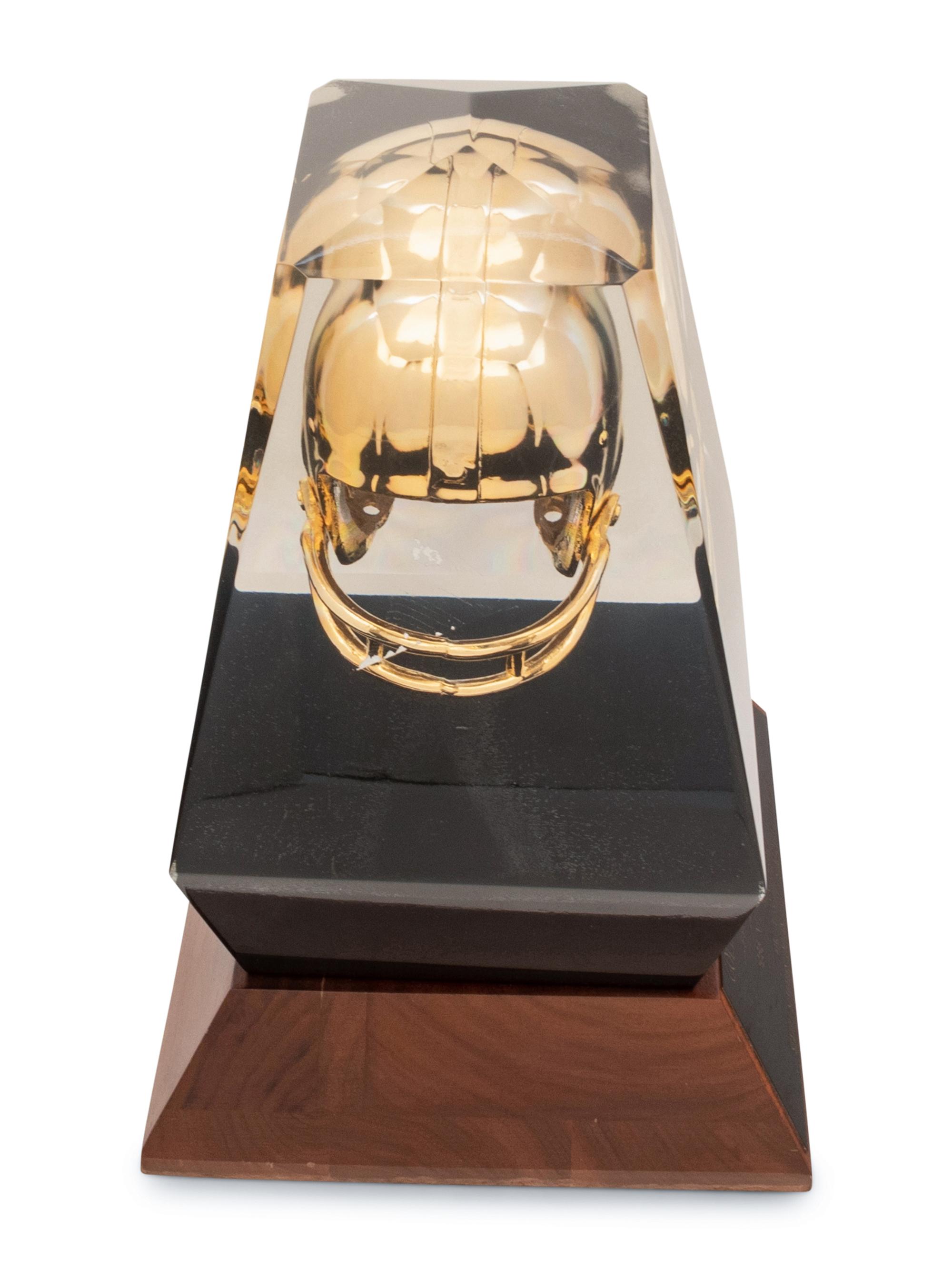 A 1985 Gold Helmet National Awards NFL Coach of the Year Award Trophy Presented to Mike Ditka Formerly Displayed at Mike Ditka's Restaurant