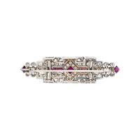 ART DECO, PLATINUM, DIAMOND, AND RUBY BROOCH