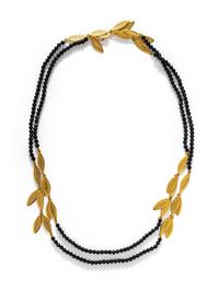 RAY GRIFFITHS, YELLOW GOLD AND BLACK TOURMALINE BEAD NECKLACE