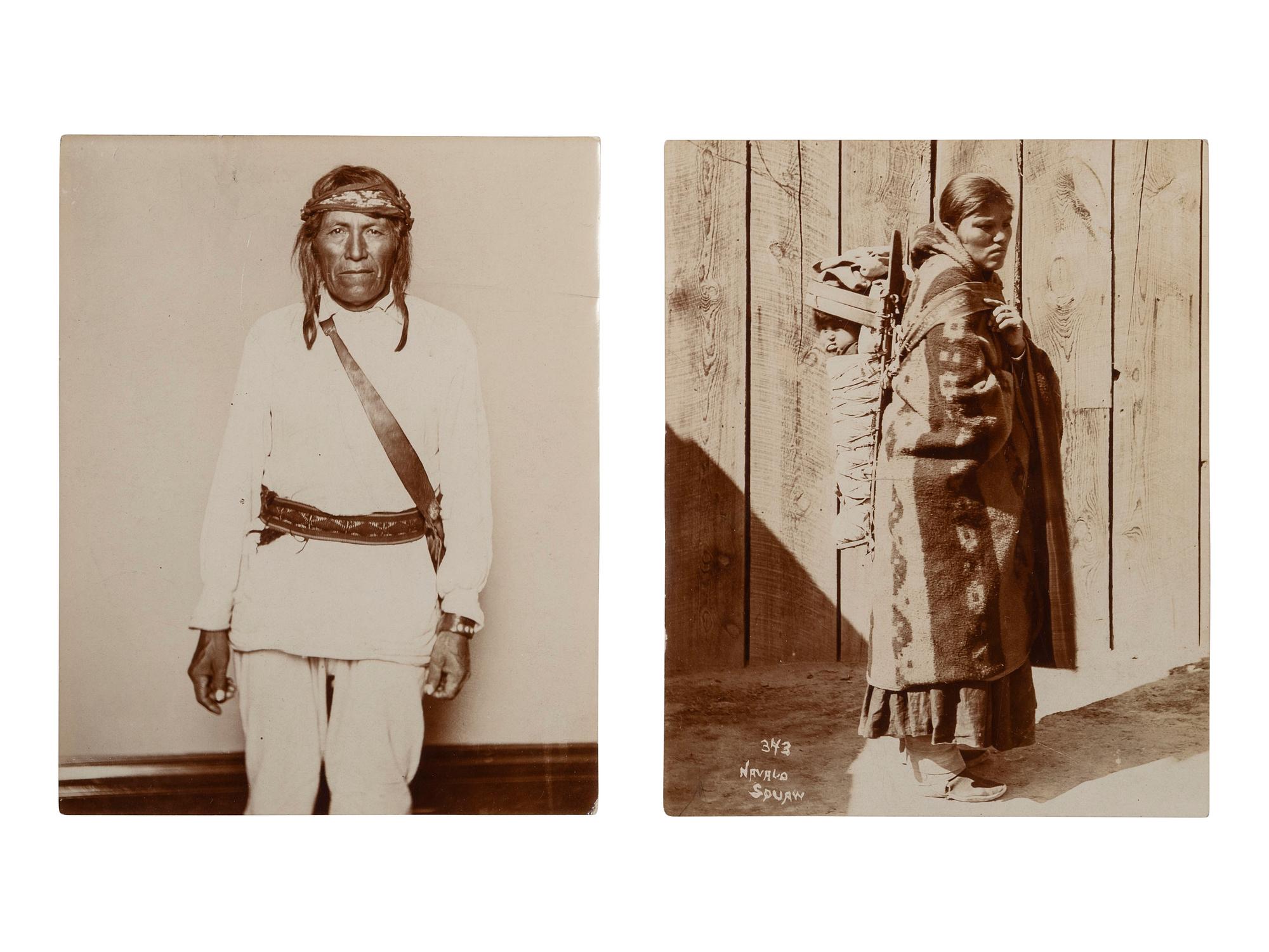 [NATIVE AMERICANS]. Five photographs of Southwestern Indians, incl. 3 views of Apache Indians by D.A. Markey.