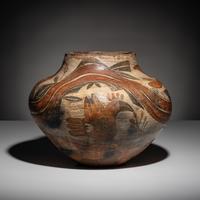 Zia Pottery Olla, with Parrots