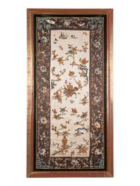 Two Embroidered Silk Articles
