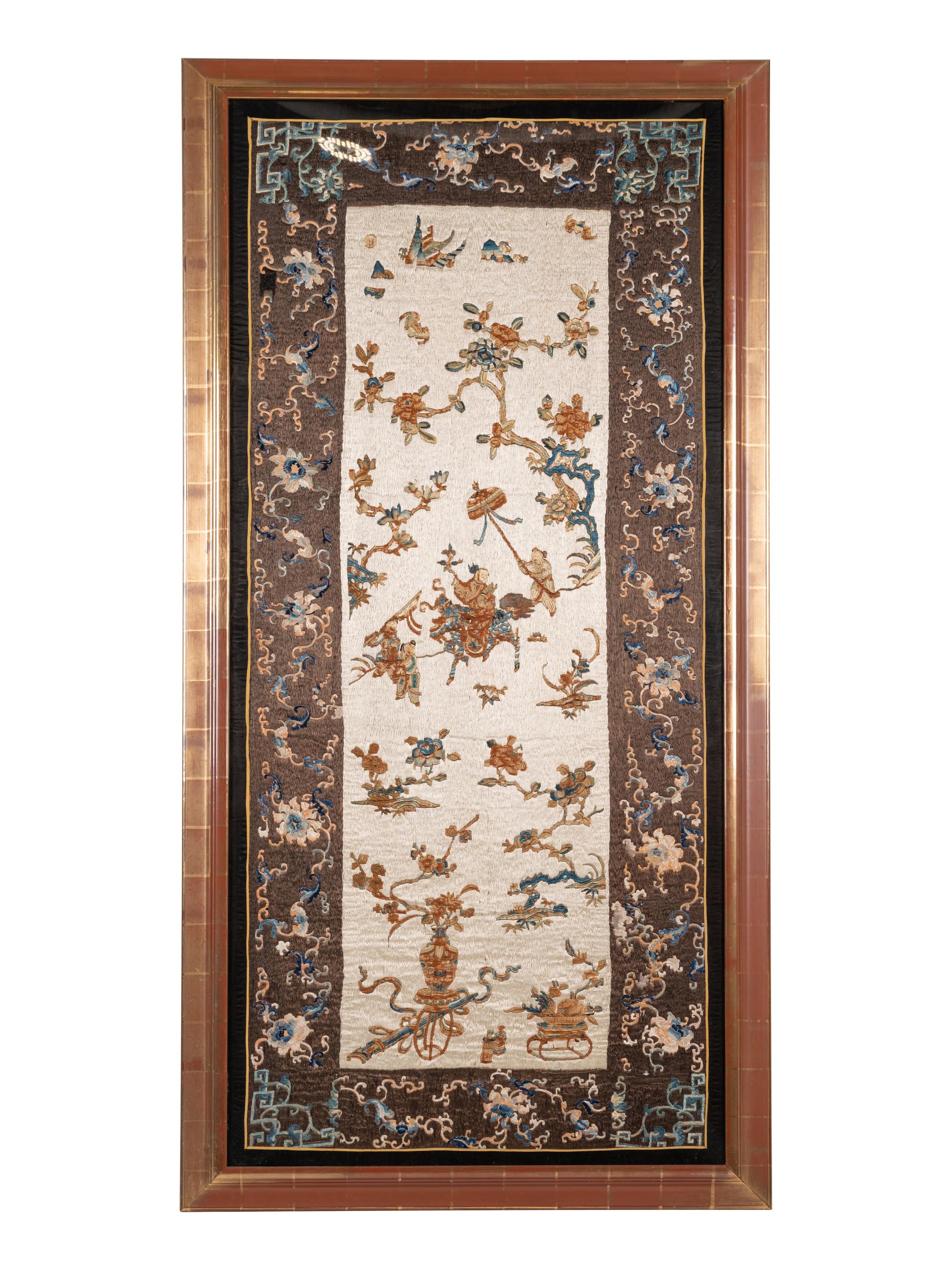 Two Embroidered Silk Articles