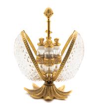 A French Cut Glass and Gilt Bronze Perfume Set, Height 8 1/4 inches.