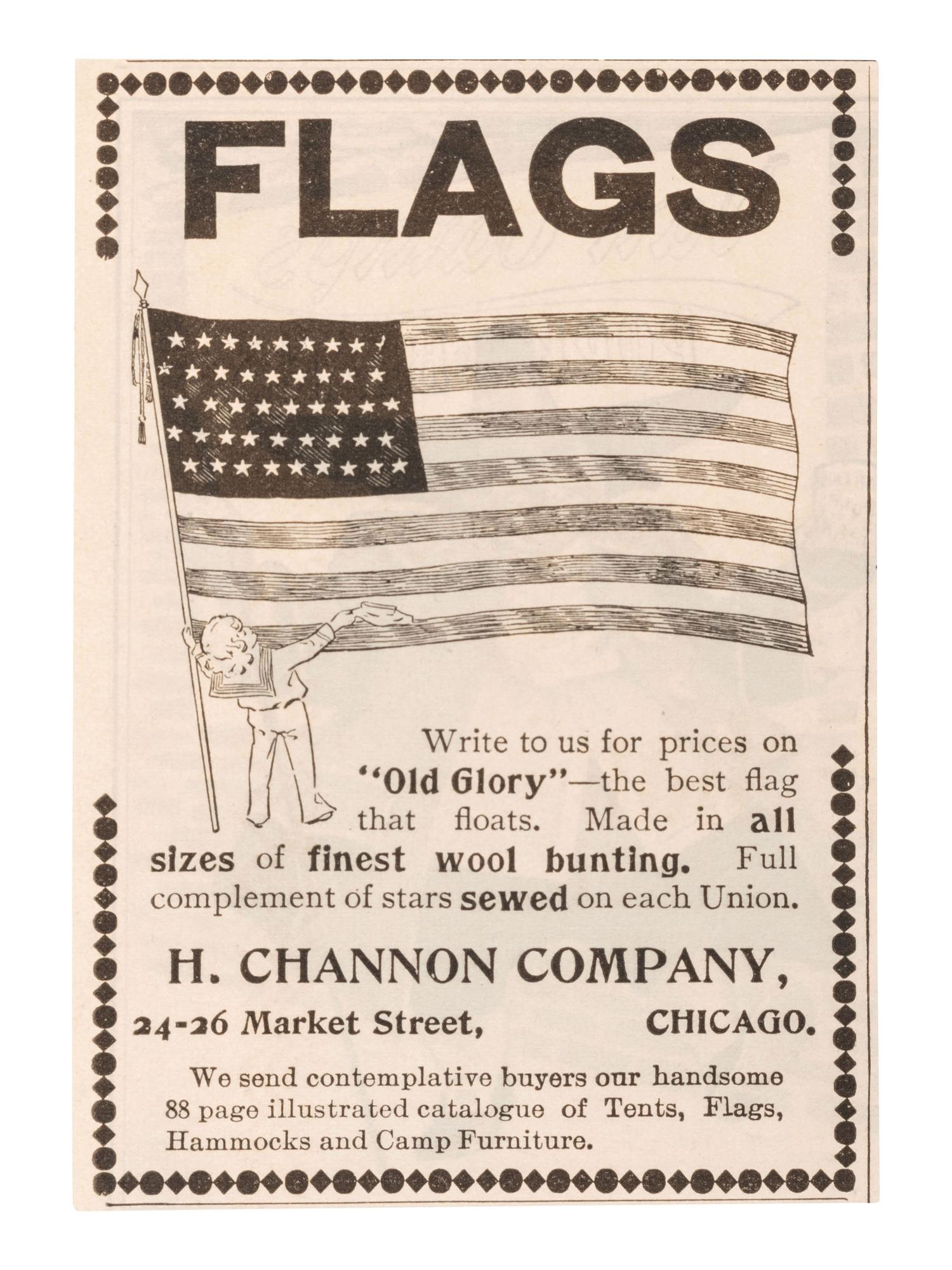 [FLAGS]. 47-star American flag. Made by H. Channon Co., Chicago, IL, 1912.