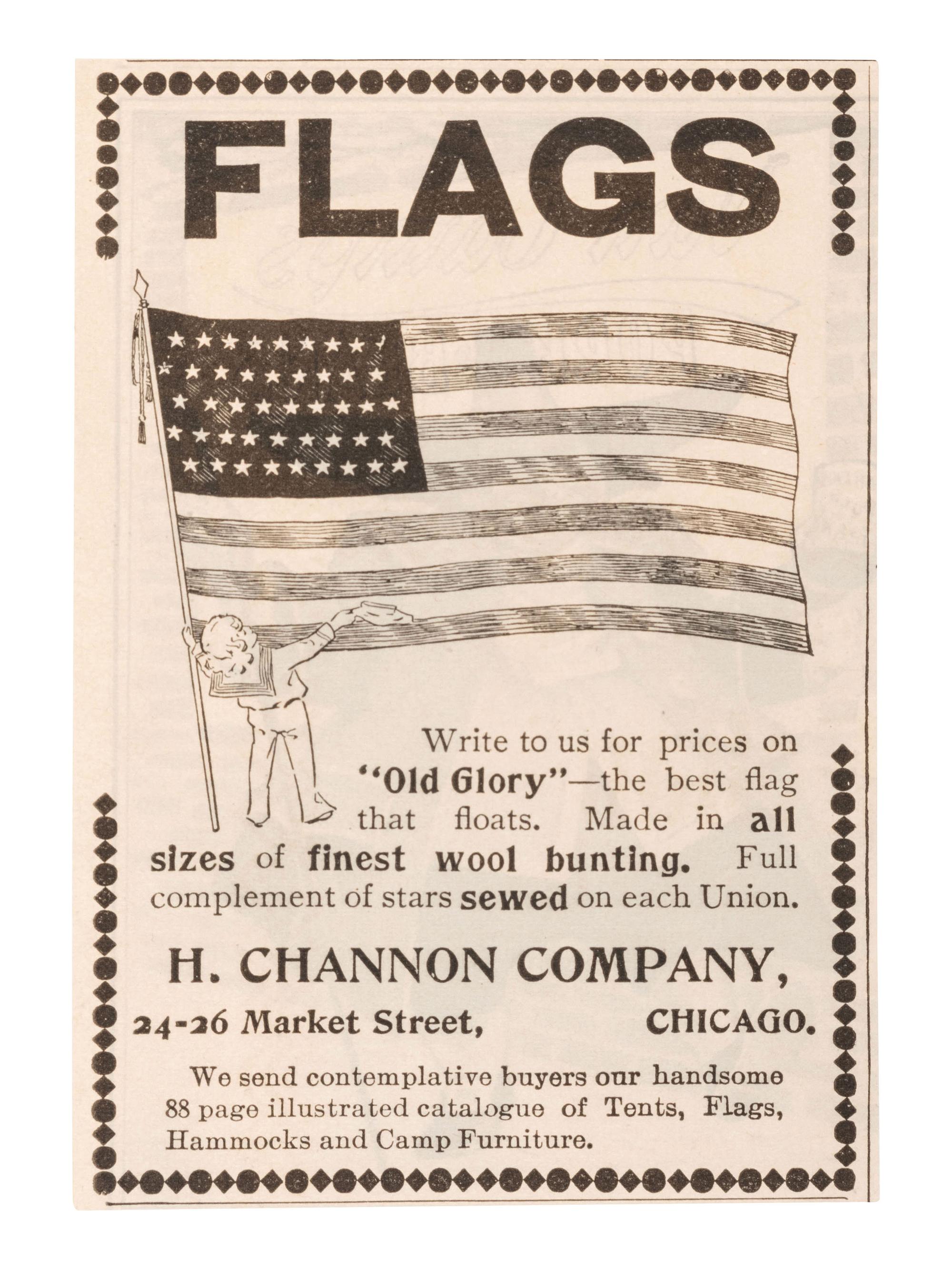 [FLAGS]. 47-star American flag. Made by H. Channon Co., Chicago, IL, 1912.